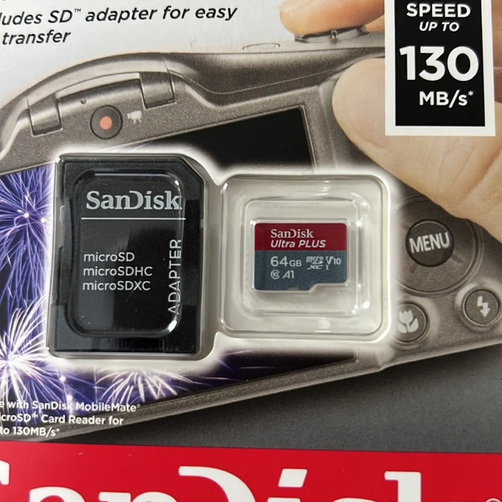 NEW SanDisk Ultra Plus 64gb with Adapter (2 pack)